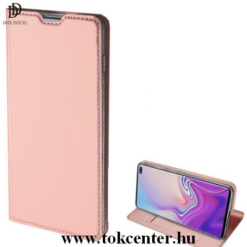 SAMSUNG Galaxy S10 Plus (SM-G975) DUX DUCIS SKIN PRO tok álló, bőr (FLIP, oldalra nyíló, bankkártya tartó, asztali tartó funkció) ROZÉARANY	
