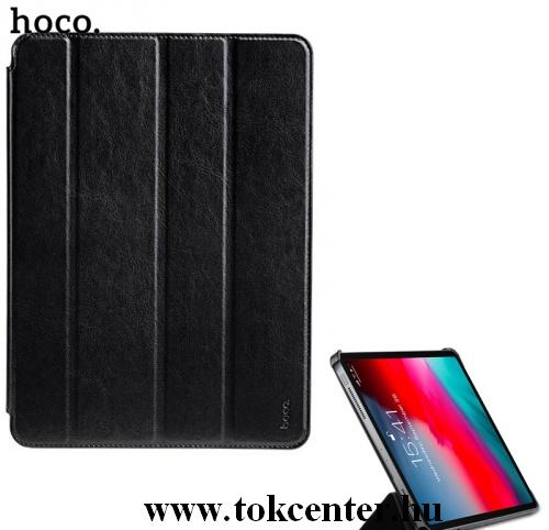 APPLE IPAD Pro 12.9 (2017) /APPLE IPAD Pro 12.9 (2018) HOCO tok álló, bőr (aktív flip, oldalra nyíló, TRIFOLD asztali tartó funkció) FEKETE	