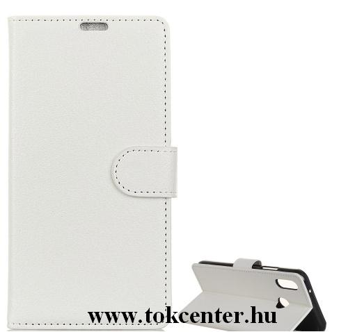 XIAOMI Redmi Note 7 Tok álló, bőr (FLIP, oldalra nyíló, asztali tartó funkció) FEHÉR	