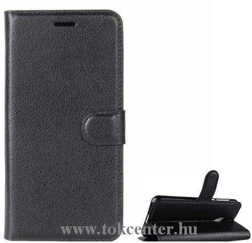 ALCATEL 1C (OT-5009A) Tok álló, bőr (FLIP, oldalra nyíló, asztali tartó funkció) FEKETE	