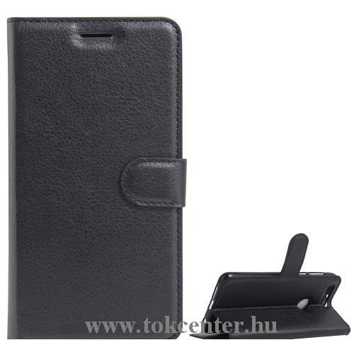 HUAWEI Honor 8 Tok álló, bőr (FLIP, oldalra nyíló, asztali tartó funkció, prémium) FEKETE	