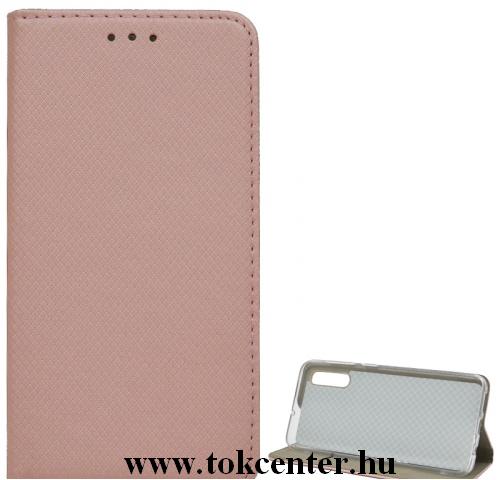 Samsung Galaxy A30s (SM-A307F) /Samsung Galaxy A50 (SM-A505F) Tok álló, bőr (FLIP, oldalra nyíló, asztali tartó funkció, rombuszminta) ROZÉARANY	
