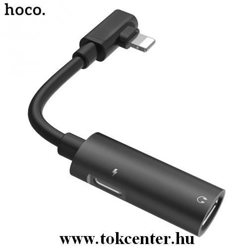 HOCO LS18 audió adapter (elosztó, lightning 8 pin - 2 x lightning 8 pin, fülhallgatóhoz) FEKETE	