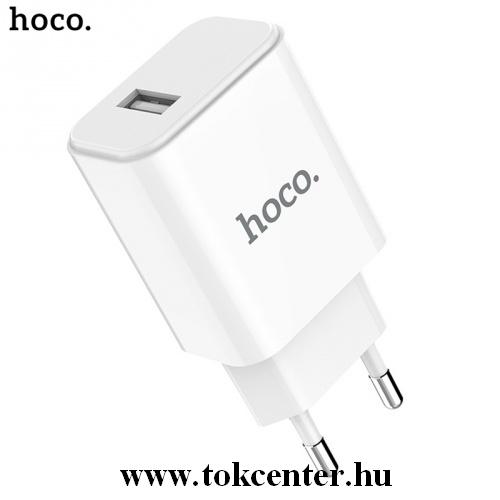 HOCO C61A hálózati töltő USB aljzat (5V / 2100mA, gyorstöltés támogatás, kábel nélkül) FEHÉR	