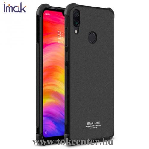XIAOMI Redmi Note 7 IMAK telefonvédő gumi / szilikon (közepesen ütésálló, légpárnás sarok, matt + képernyővédő fólia) FEKETE	