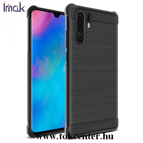 HUAWEI P30 Pro IMAK VEGA telefonvédő gumi / szilikon (közepesen ütésálló, légpárnás sarok, szálcsiszolt, karbonminta) FEKETE	