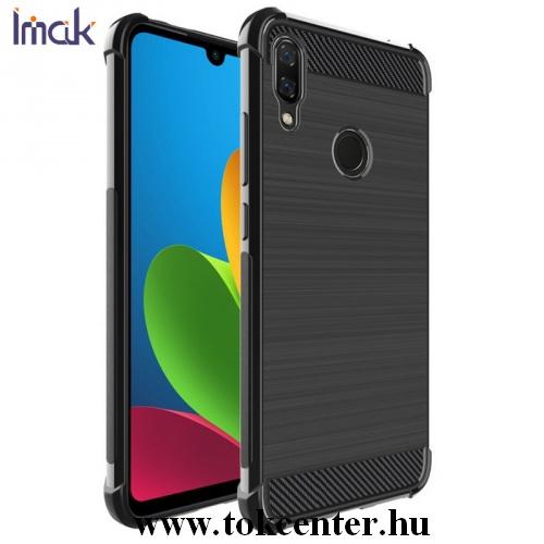 XIAOMI Redmi Note 7 IMAK VEGA telefonvédő gumi / szilikon (közepesen ütésálló, légpárnás sarok, szálcsiszolt, karbonminta) FEKETE	