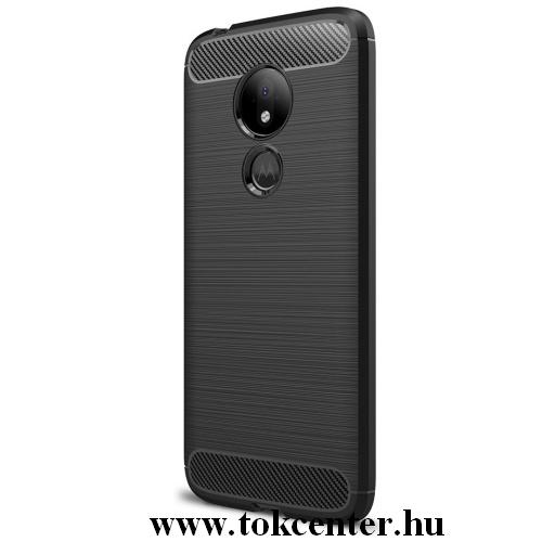 MOTOROLA Moto G7 Power (XT1955) Telefonvédő gumi / szilikon (közepesen ütésálló, légpárnás sarok, szálcsiszolt, karbonminta) FEKETE	