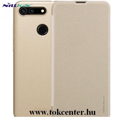 HUAWEI Honor View 20 NILLKIN SPARKLE műanyag telefonvédő (mikroszálas bőr flip, oldalra nyíló) ARANY	