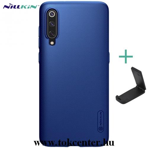 XIAOMI Mi 9 NILLKIN SUPER FROSTED műanyag telefonvédő (gumírozott, érdes felület + asztali tartó) SÖTÉTKÉK	