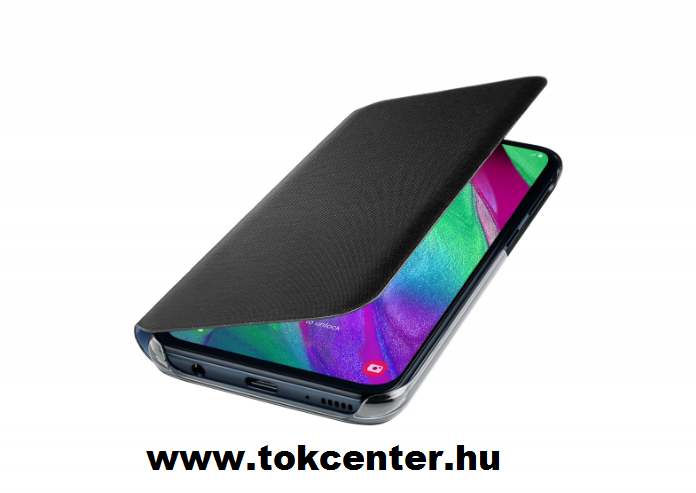 SAMSUNG GALAXY A40 Tok álló (aktív flip, oldalra nyíló, bankkártya tartó) WALLETT COVER, FEKETE (EF-WA405PBEG)