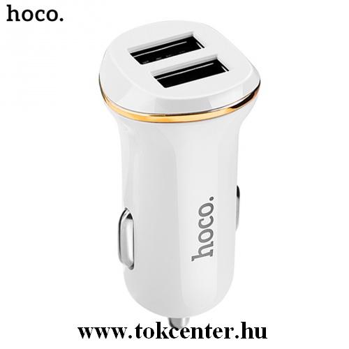 HOCO Z1 szivargyújtó töltő/autós töltő 2 x USB aljzat (5V / 2100mA, gyorstöltés támogatás) FEHÉR	