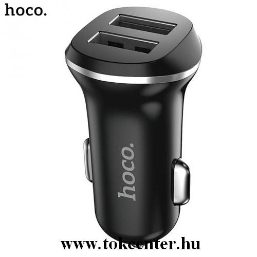 HOCO Z1 szivargyújtó töltő/autós töltő 2 x USB aljzat (5V / 2100mA, gyorstöltés támogatás, kábel nélkül) FEKETE	