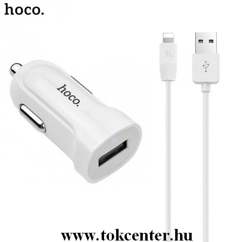 HOCO Z2 szivargyújtó töltő/autós töltő USB aljzat (5V / 1500mA, lightning 8 pin kábel) FEHÉR	