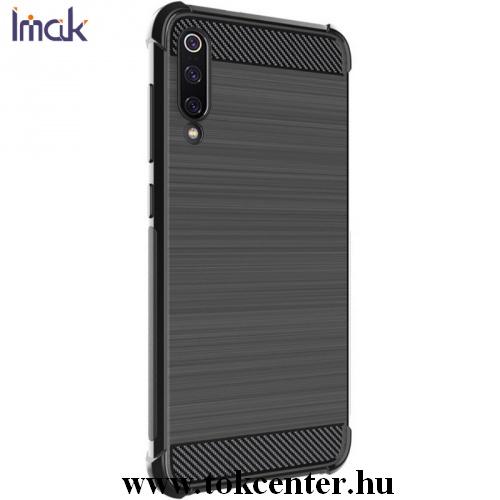 XIAOMI Mi 9 IMAK VEGA telefonvédő gumi / szilikon (közepesen ütésálló, légpárnás sarok, szálcsiszolt, karbonminta) FEKETE	