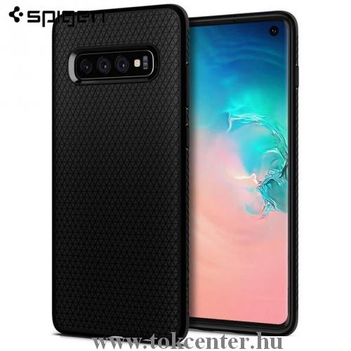 SAMSUNG Galaxy S10 (SM-G973) SPIGEN LIQUID AIR telefonvédő gumi / szilikon (háromszög minta) FEKETE	