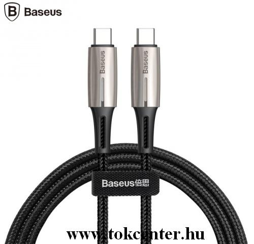 BASEUS adatátvitel adatkábel és töltő (Type-C, 1m, LED jelző, gyorstöltés támogatás, PD2.0, 60W, törésgátló) FEKETE	