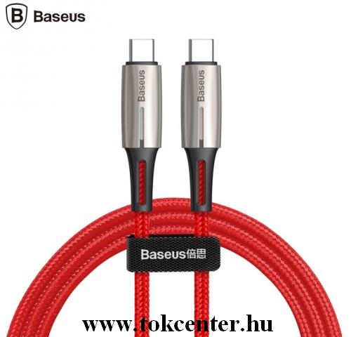 BASEUS adatátvitel adatkábel és töltő (Type-C, 1m, LED jelző, gyorstöltés támogatás, PD2.0, 60W, törésgátló) PIROS	