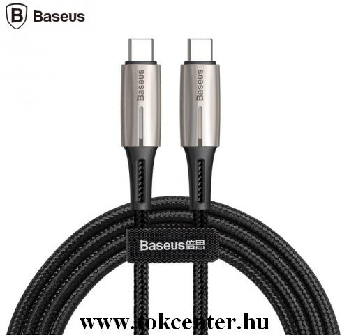 BASEUS adatátvitel adatkábel és töltő (Type-C, 2m, LED jelző, gyorstöltés támogatás, PD2.0, 60W, törésgátló) FEKETE	