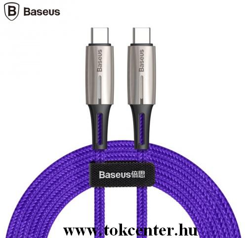 BASEUS adatátvitel adatkábel és töltő (Type-C, 2m, LED jelző, gyorstöltés támogatás, PD2.0, 60W, törésgátló) LILA	