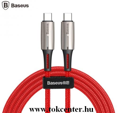 BASEUS adatátvitel adatkábel és töltő (Type-C, 2m, LED jelző, gyorstöltés támogatás, PD2.0, 60W, törésgátló) PIROS	