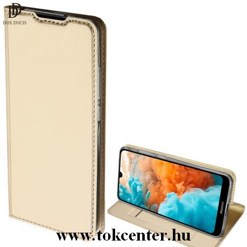 HUAWEI Y6 (2019) DUX DUCIS SKIN PRO tok álló, bőr (FLIP, oldalra nyíló, bankkártya tartó, asztali tartó funkció) ARANY	