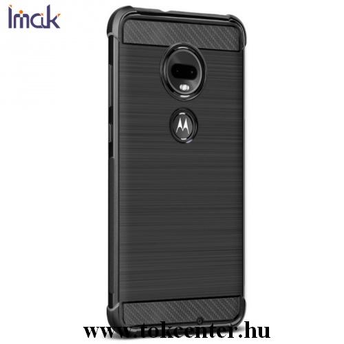 MOTOROLA Moto G7 (XT1962) IMAK VEGA telefonvédő gumi / szilikon (közepesen ütésálló, légpárnás sarok, szálcsiszolt, karbonminta) FEKETE	
