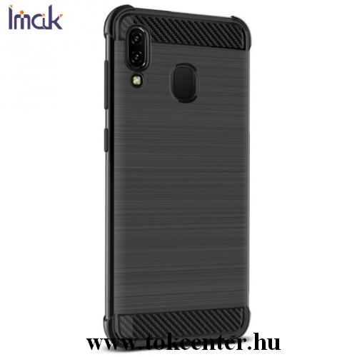 SAMSUNG Galaxy A20 (SM-205F) /SAMSUNG Galaxy A30 (SM-305F) IMAK VEGA telefonvédő gumi / szilikon (közepesen ütésálló, légpárnás sarok, szálcsiszolt, karbonminta) FEKETE	