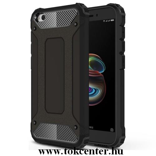 XIAOMI Redmi Go Defender műanyag telefonvédő (közepesen ütésálló, gumi / szilikon belső, fémhatás) FEKETE	