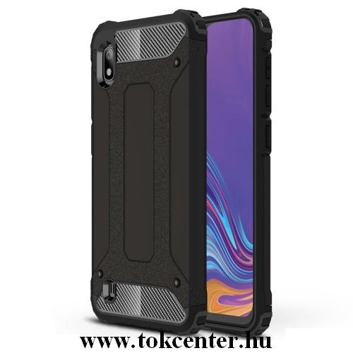 SAMSUNG Galaxy A10 (SM-105F) Defender műanyag telefonvédő (közepesen ütésálló, légpárnás sarok, gumi / szilikon belső, fémhatás) FEKETE	