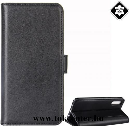 Samsung Galaxy A30s (SM-A307F) /Samsung Galaxy A50 (SM-A505F) Tok álló, valódi bőr (FLIP, oldalra nyíló, asztali tartó funkció) FEKETE	