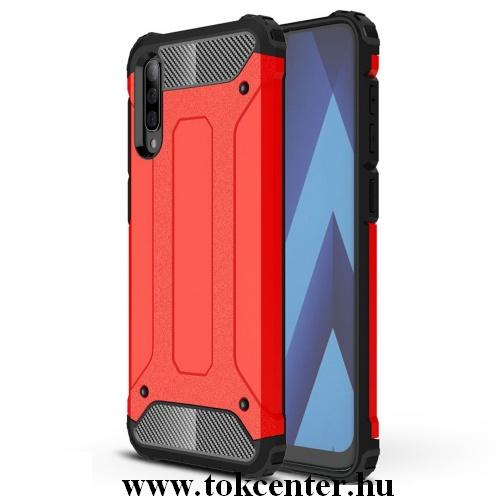 Samsung Galaxy A30s (SM-A307F) /Samsung Galaxy A50 (SM-A505F) Defender műanyag telefonvédő (közepesen ütésálló, gumi / szilikon belső, fémhatás) PIROS	