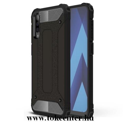 Samsung Galaxy A30s (SM-A307F) /SAMSUNG Galaxy A50 (SM-505F) Defender műanyag telefonvédő (közepesen ütésálló, gumi / szilikon belső, fémhatás) FEKETE	