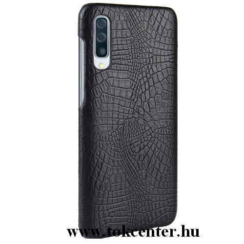 SAMSUNG Galaxy A50 (SM-505F) Műanyag telefonvédő (bőrbevonat, krokodilbőr minta) FEKETE	