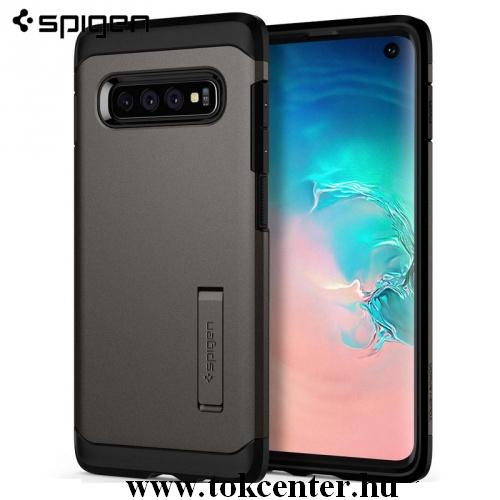 SAMSUNG Galaxy S10 (SM-G973) SPIGEN TOUGH ARMOR telefonvédő gumi / szilikon (közepesen ütésálló, műanyag hátlap, légpárnás sarok, kitámasztó) FEKETE	