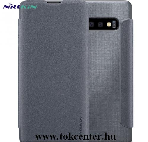 SAMSUNG Galaxy S10 (SM-G973) NILLKIN SPARKLE műanyag telefonvédő (mikroszálas bőr flip, oldalra nyíló) FEKETE	