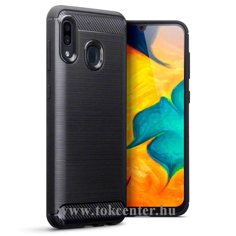 Carbon Fiber Samsung A305 Galaxy A30 fekete szilikon tok