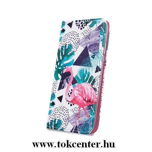 Apple iPhone X / iPhone XS (5,8) Flamingo mintás szilikon keretes könyvtok
