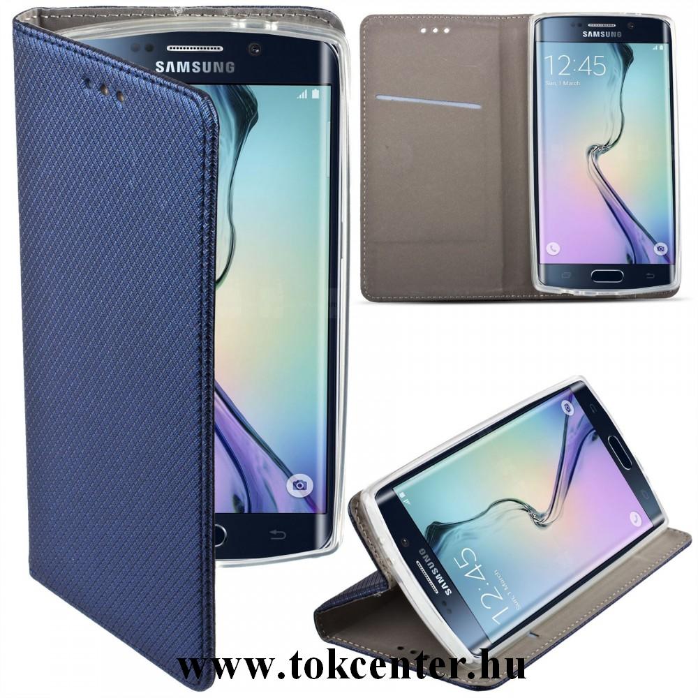 Samsung A405 Galaxy A40 sötétkék mágneses átlátszó szilikon keretes könyvtok