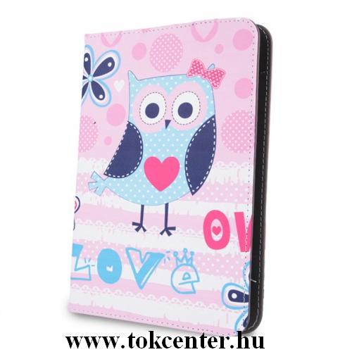 Tok álló, bőr (FLIP, asztali tartó funkció, bagoly minta, 9-10