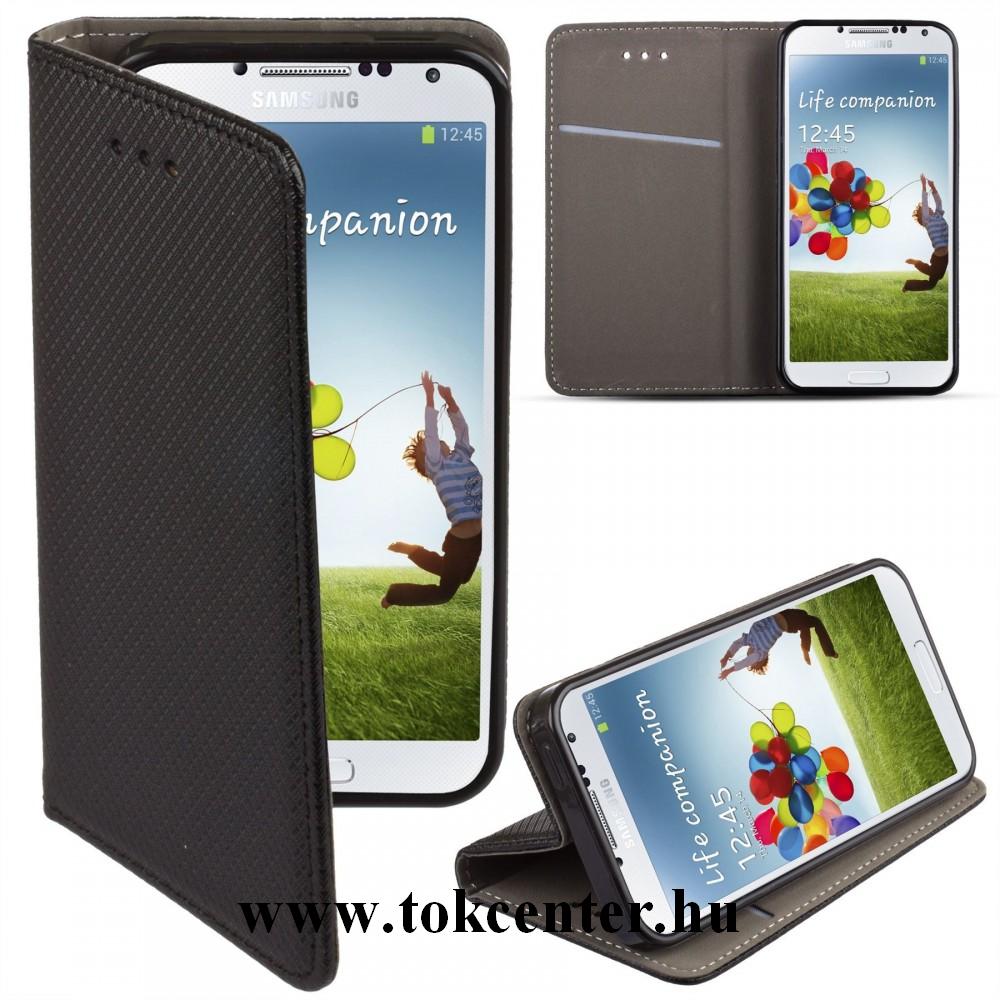 Samsung A505 Galaxy A50 fekete mágneses szilikon keretes könyvtok 