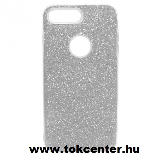 APPLE IPhone 6 4.7/ 6S 4.7 Telefonvédő gumi / szilikon (műanyag belső, csillogó hátlap, logo kivágás) EZÜST	