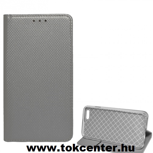APPLE IPhone 6/6S 4.7`` Tok álló, bőr (FLIP, oldalra nyíló, asztali tartó funkció, rombuszminta) SZÜRKE	