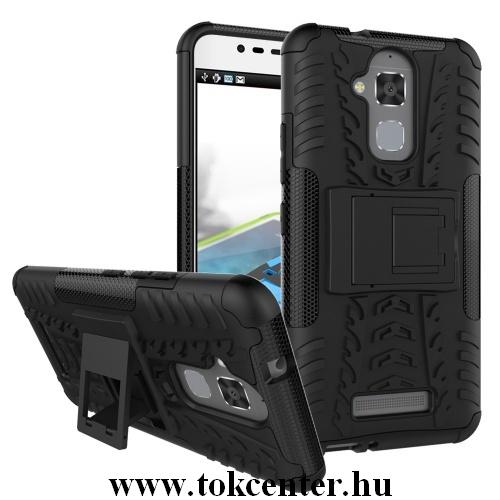 Samsung Galaxy A20 /Samsung Galaxy A30 /Samsung Galaxy A30s /Samsung Galaxy A50 (SM-A505F) Defender műanyag telefonvédő (közepesen ütésálló, gumi / szilikon belső, kitámasztó, autógumi minta) FEKETE