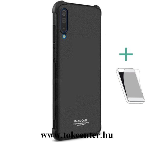 Samsung Galaxy A70 (SM-705F) IMAK telefonvédő gumi / szilikon (közepesen ütésálló, légpárnás sarok, matt + képernyővédő fólia) FEKETE