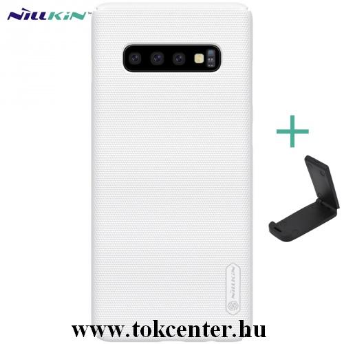 Samsung Galaxy S10e (SM-G970) NILLKIN SUPER FROSTED műanyag telefonvédő (gumírozott, érdes felület + asztali tartó) FEHÉR