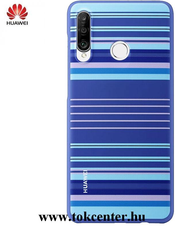 HUAWEI P30 Lite Műanyag telefonvédő (ultravékony, csíkos) KÉK	 (51993075)