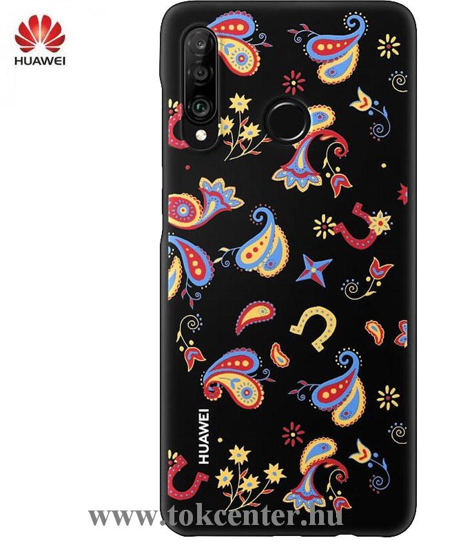HUAWEI P30 Lite Műanyag telefonvédő (ultravékony, pillangó minta) FEKETE (51993073)
