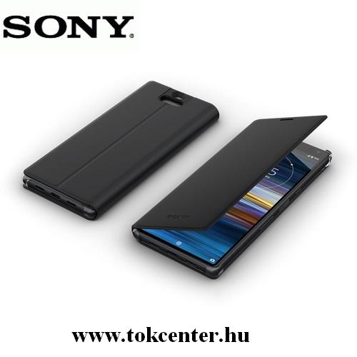 Sony Xperia 10 (L4113) Tok álló, bőr (FLIP, oldalra nyíló, asztali tartó funkció) FEKETE (SCSI10)
