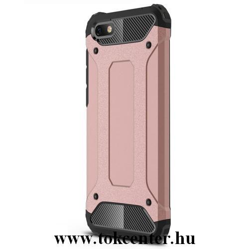 HUAWEI P20 Lite Defender műanyag telefonvédő (közepesen ütésálló, légpárnás sarok, gumi / szilikon belső, fémhatás) ROZÉARANY	